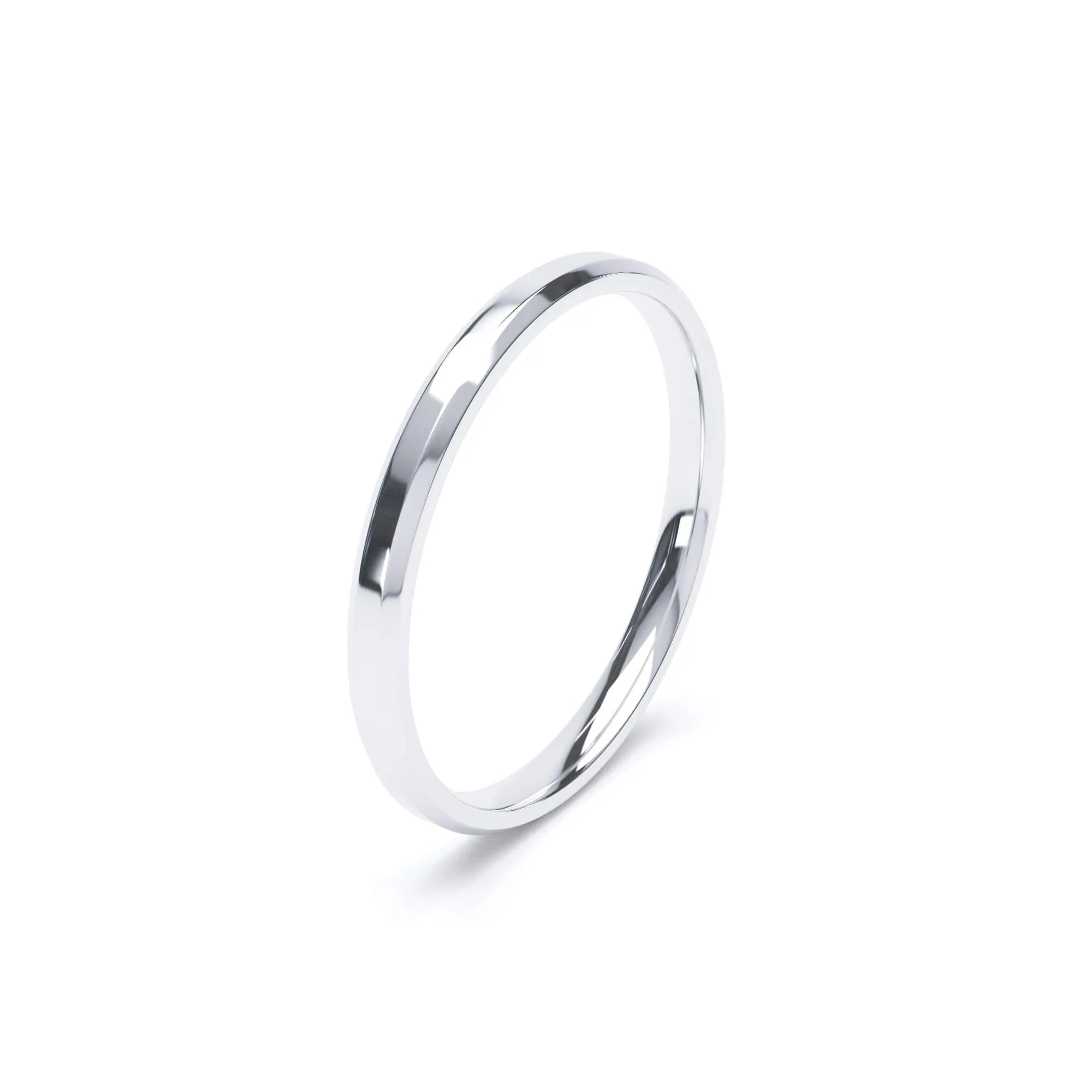 - Bevelled Edge Profile Plain Wedding Ring 18k White Gold