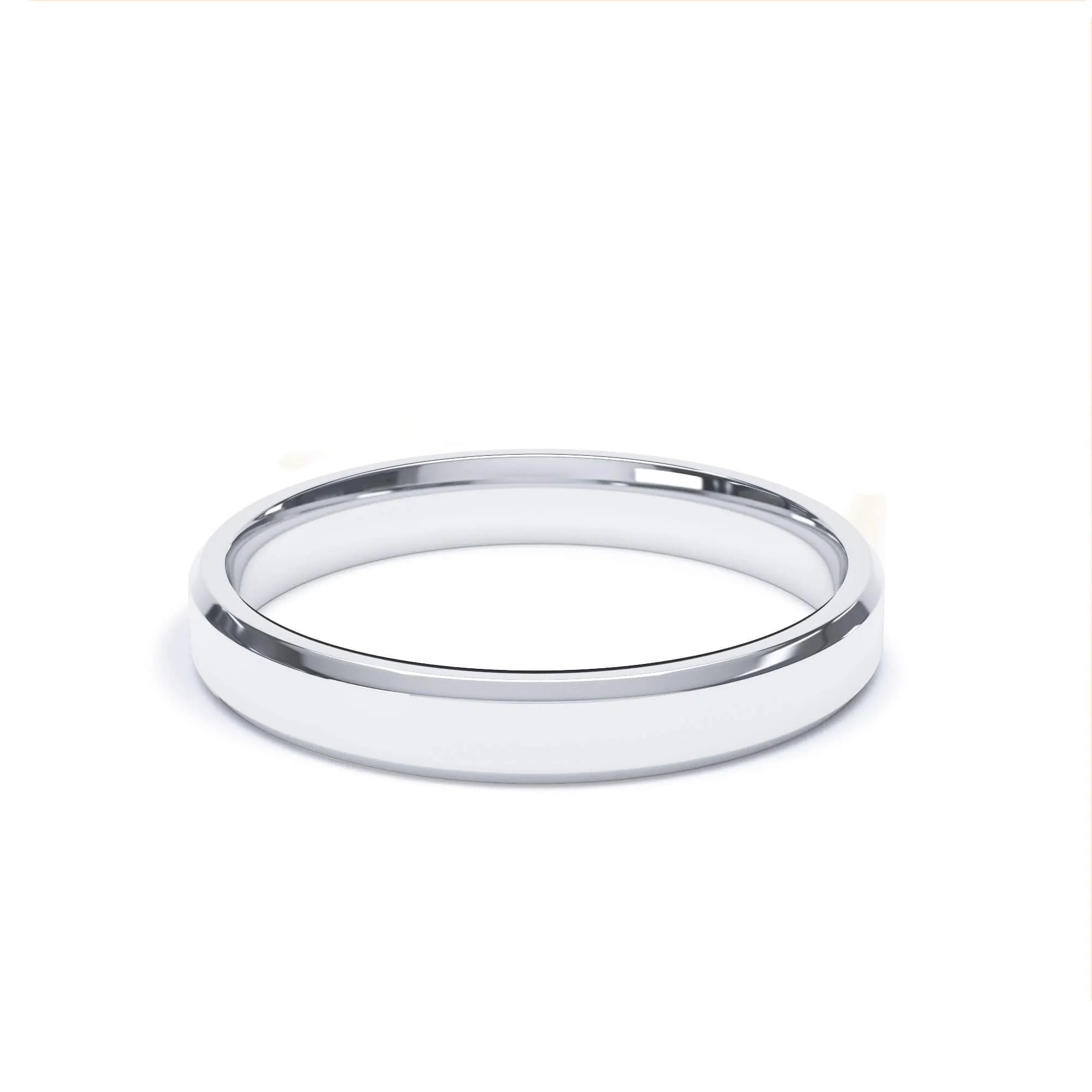 - Bevelled Edge Profile Plain Wedding Ring 18k White Gold