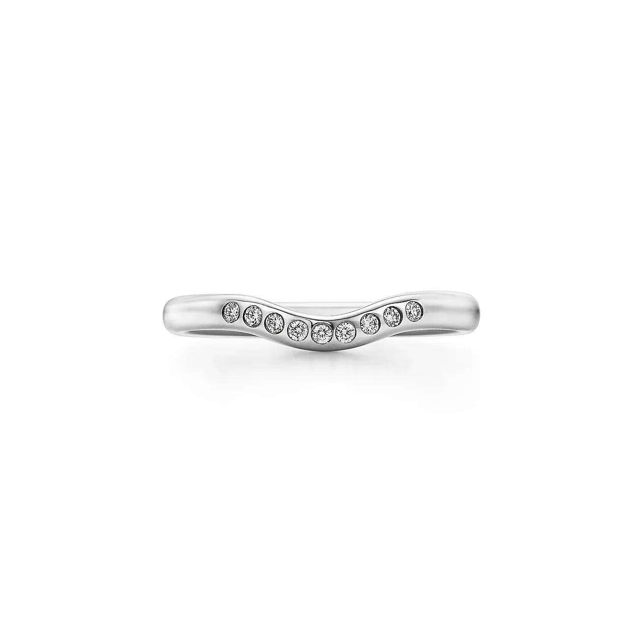 0 .06 CTW Round Cut Real Diamond Curved Wedding Band