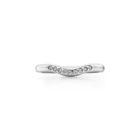 0 .06 CTW Round Cut Real Diamond Curved Wedding Band