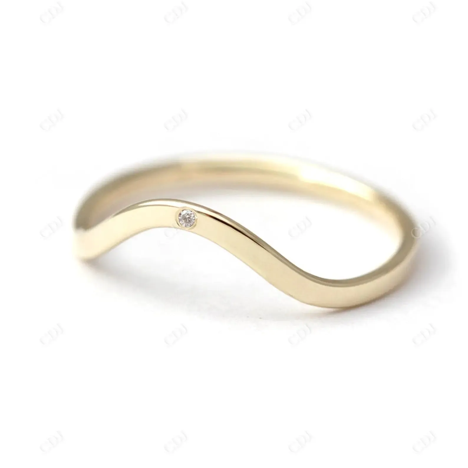 0.005CT Natural Diamond Curved Wedding Band