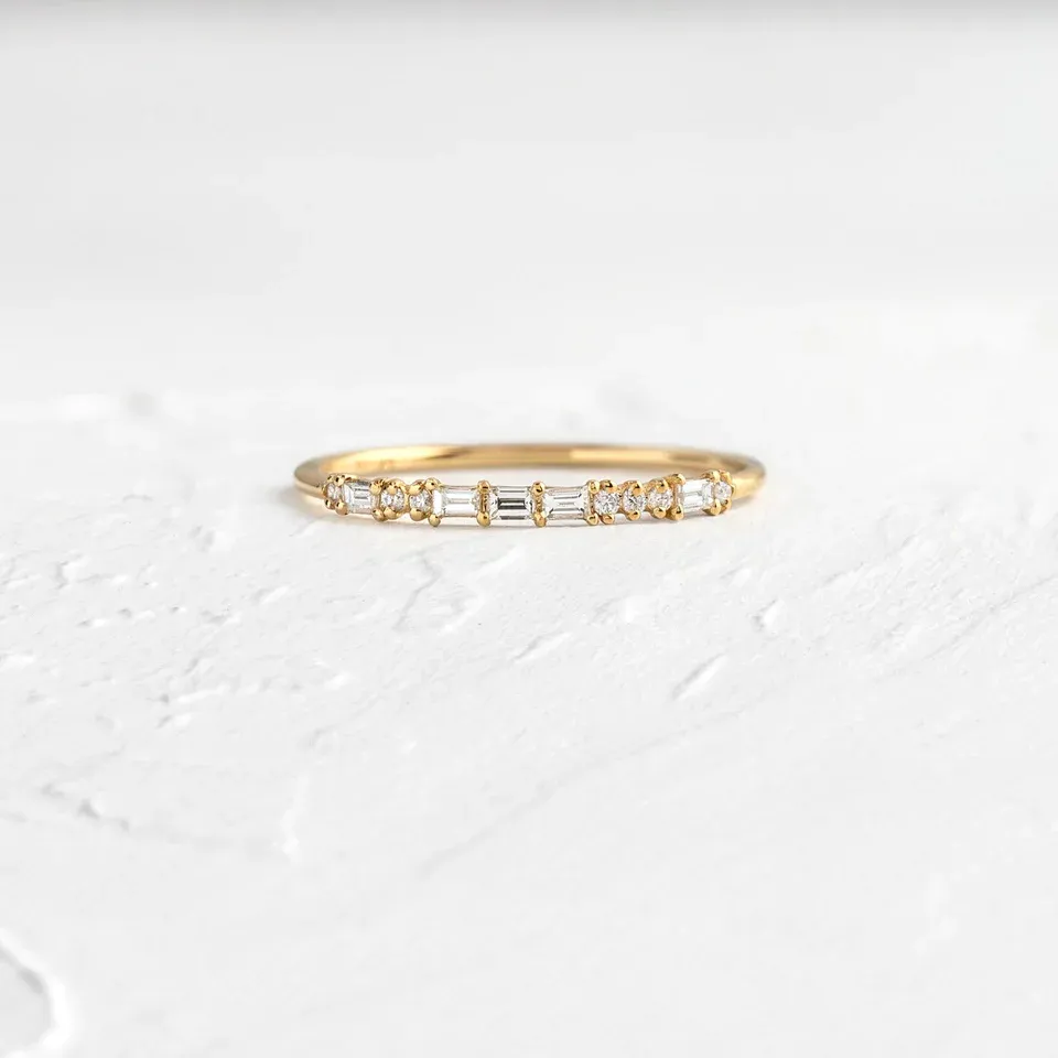 0.02CTW Minimalist Natural Diamond Wedding Band