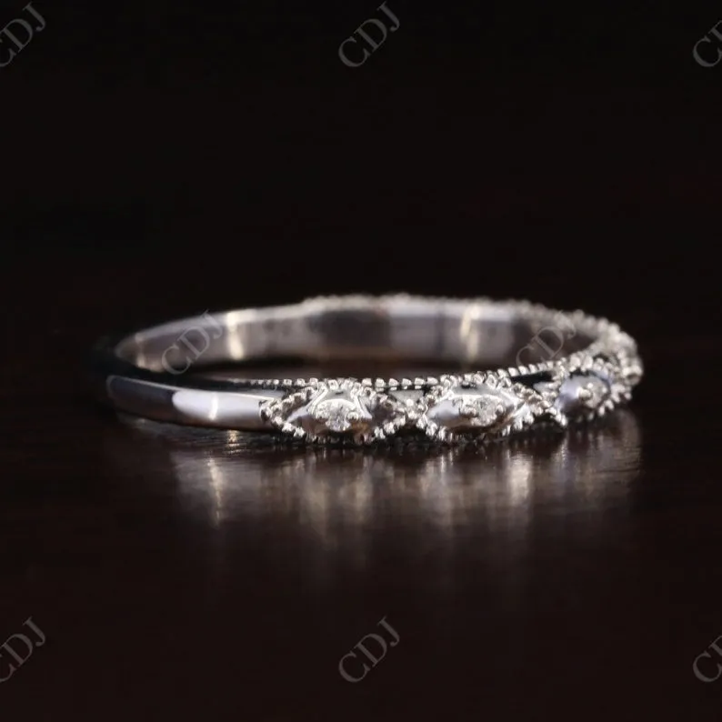 0.035CT Round Cut Real Diamond Wedding Band