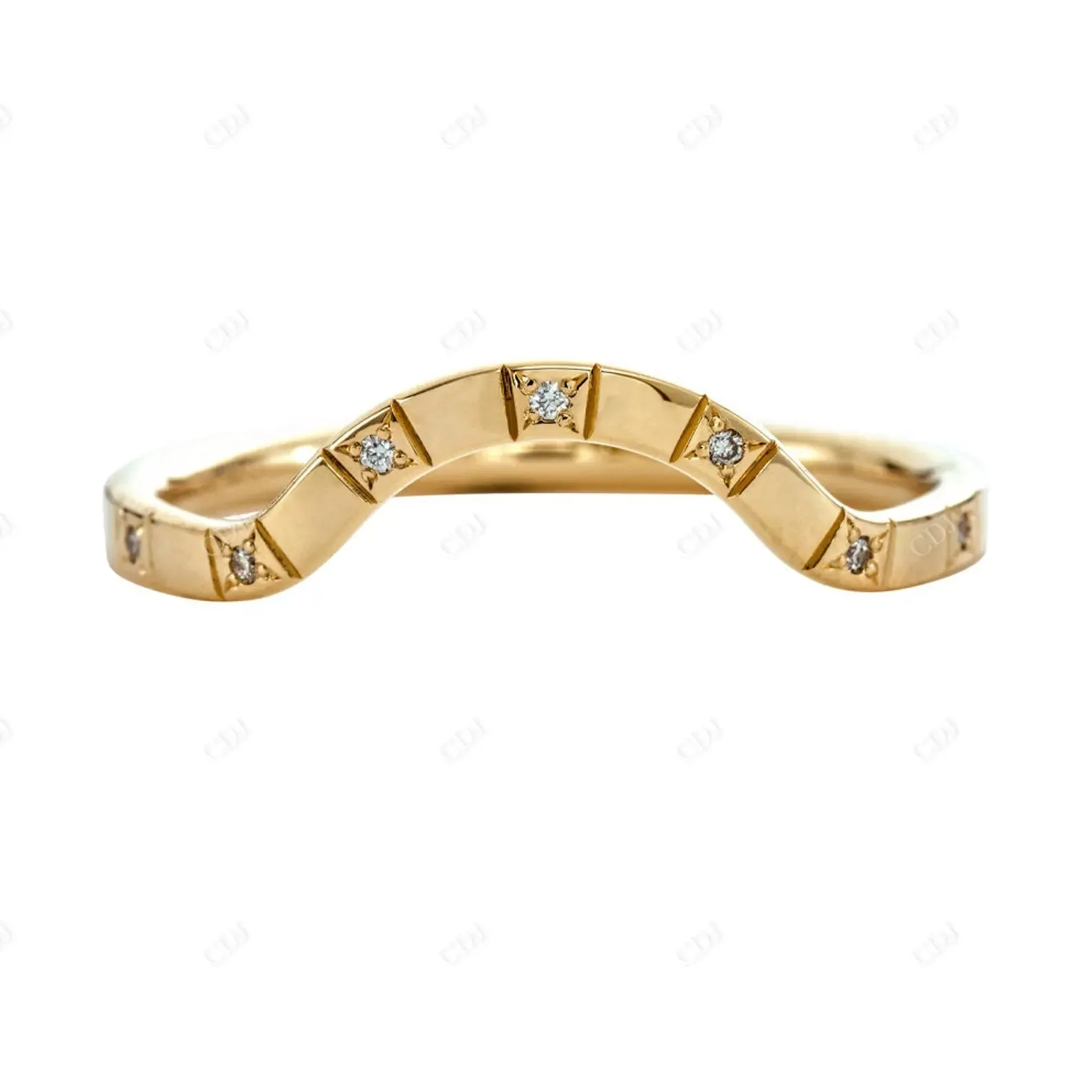 0.035ctw Lab Grown Diamond Curved Wedding Band