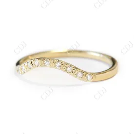 0.05CTW Curved With Pave Real Diamond Wedding Band