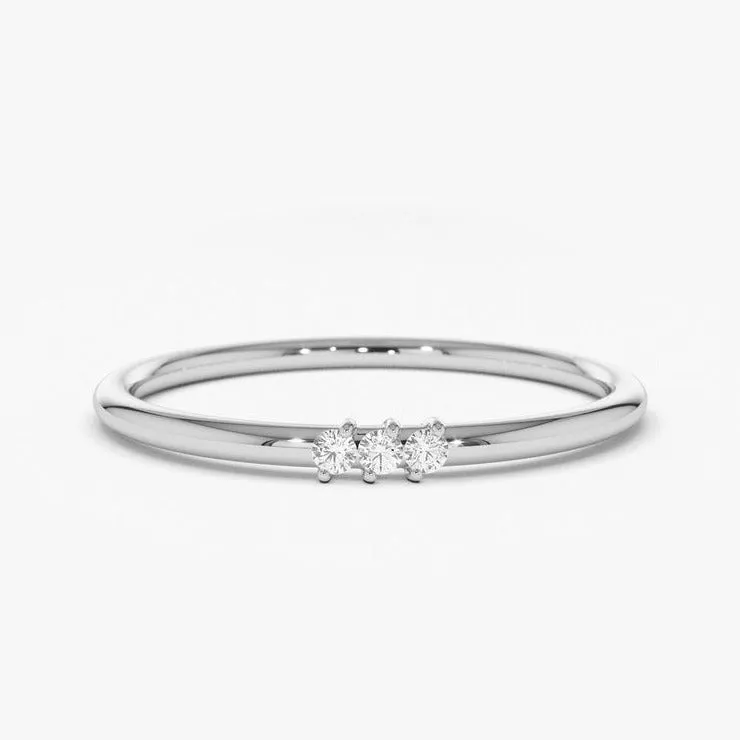 0.05CTW Round Cut Natural Diamond Minimalist Wedding Band