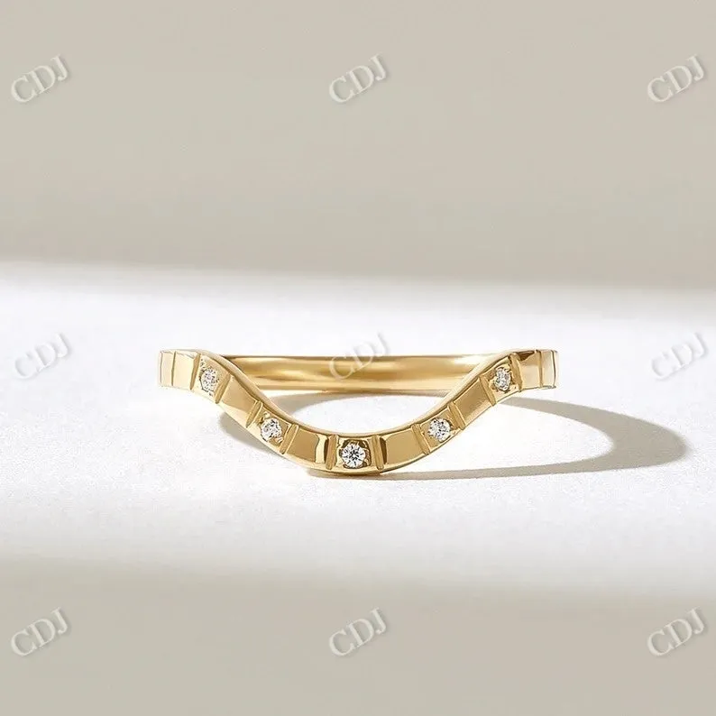 0.05CTW Square Pattern Arch Lab Grown Diamond Wedding Band