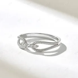 0.06CTW Pave Diamond Twisted Rope Wedding Band