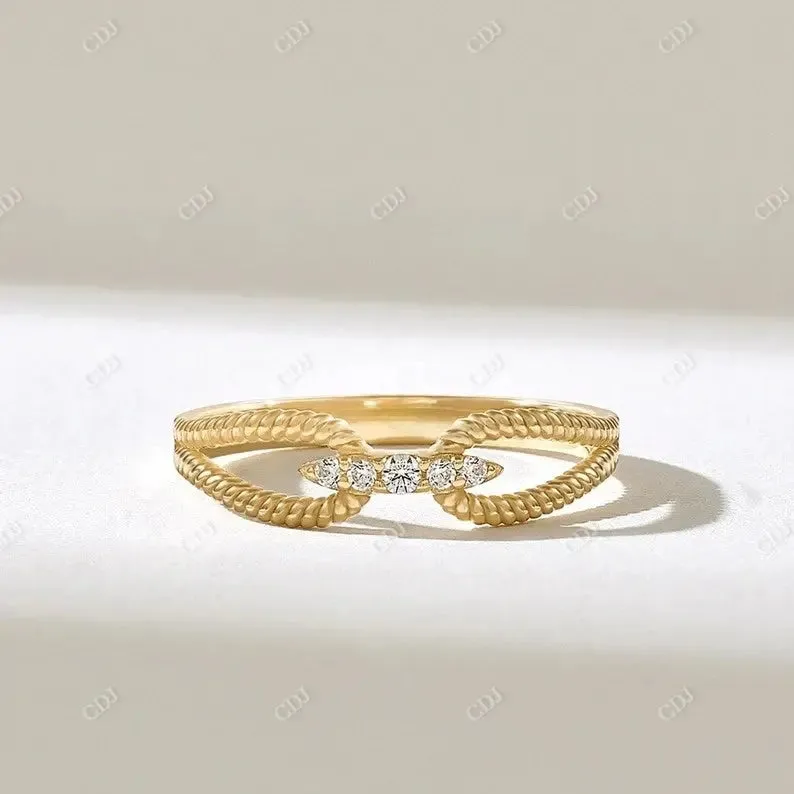 0.06CTW Pave Diamond Twisted Rope Wedding Band