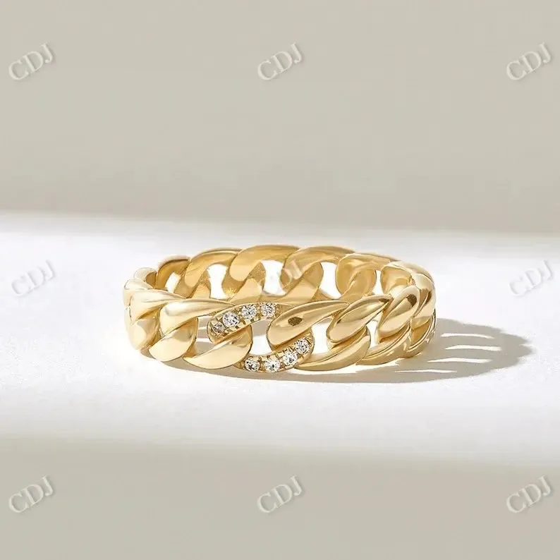 0.08CTW Cubin Link Chain Set Lab Grown Diamond Wedding Band