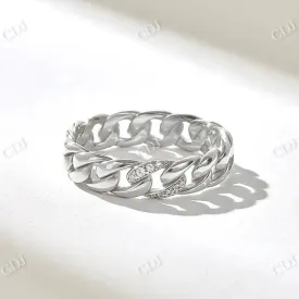 0.08CTW Cubin Link Chain Set Lab Grown Diamond Wedding Band