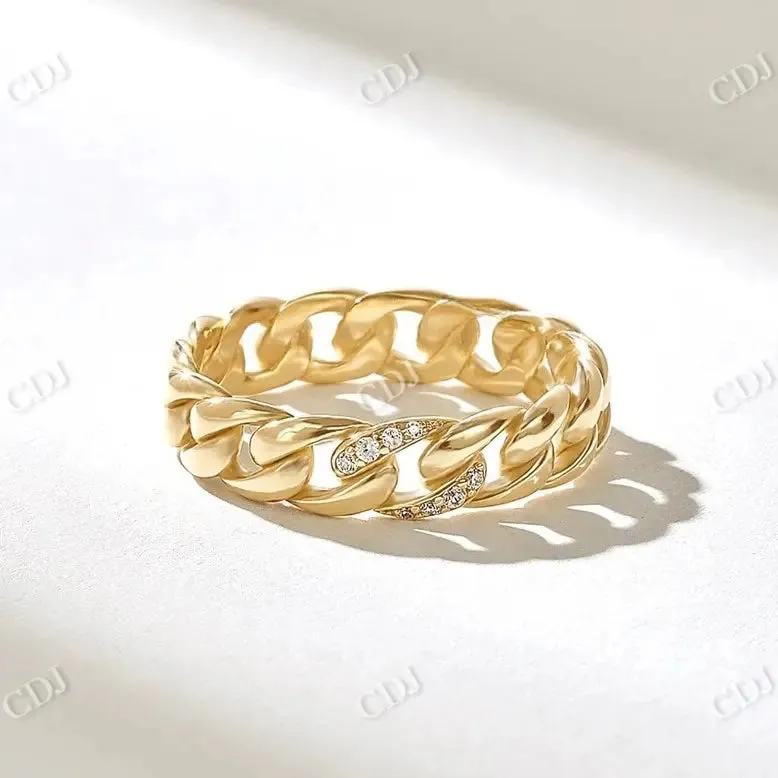 0.08CTW Cubin Link Chain Set Lab Grown Diamond Wedding Band