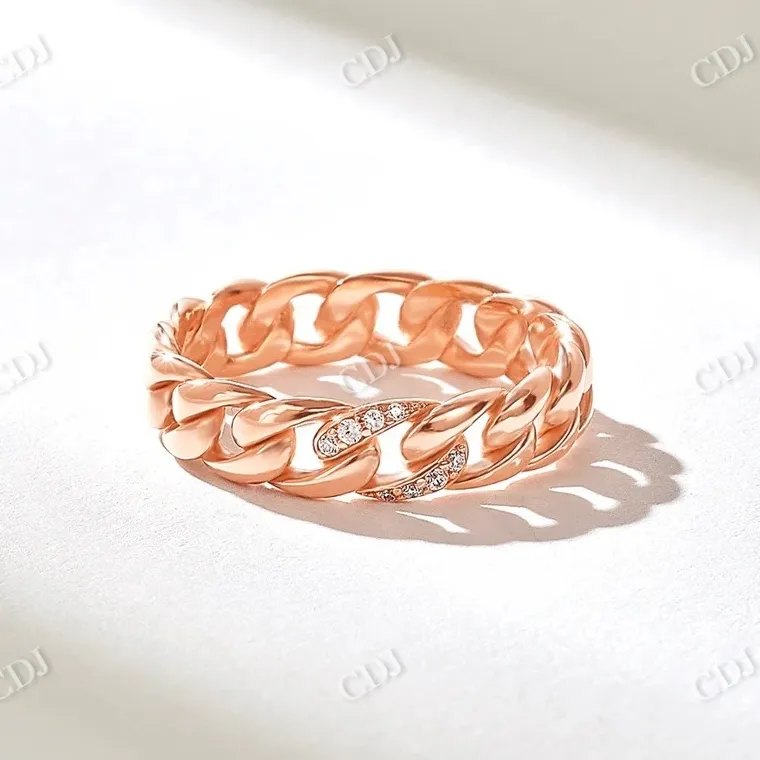 0.08CTW Solo Cuban Chain Diamond Wedding Band