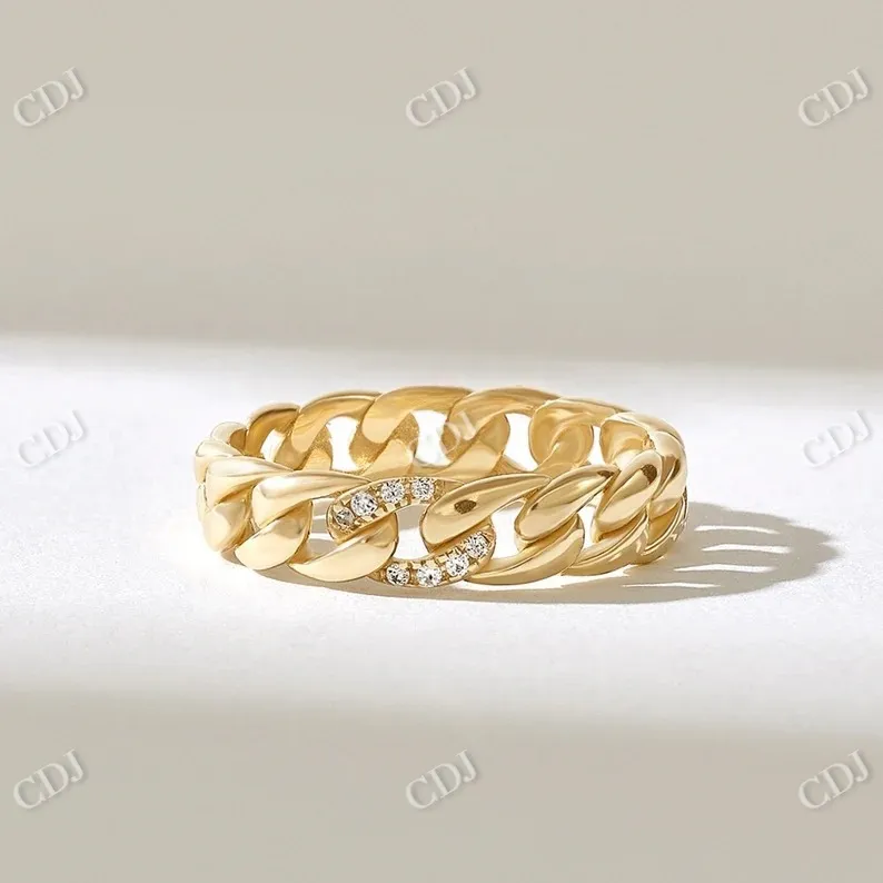 0.08CTW Solo Cuban Chain Diamond Wedding Band