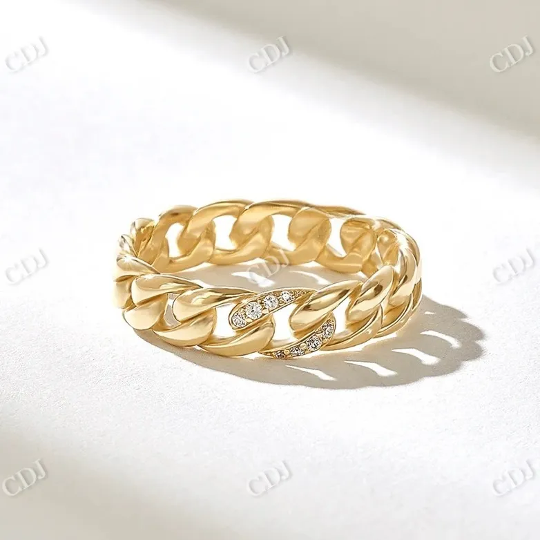 0.08CTW Solo Cuban Chain Diamond Wedding Band