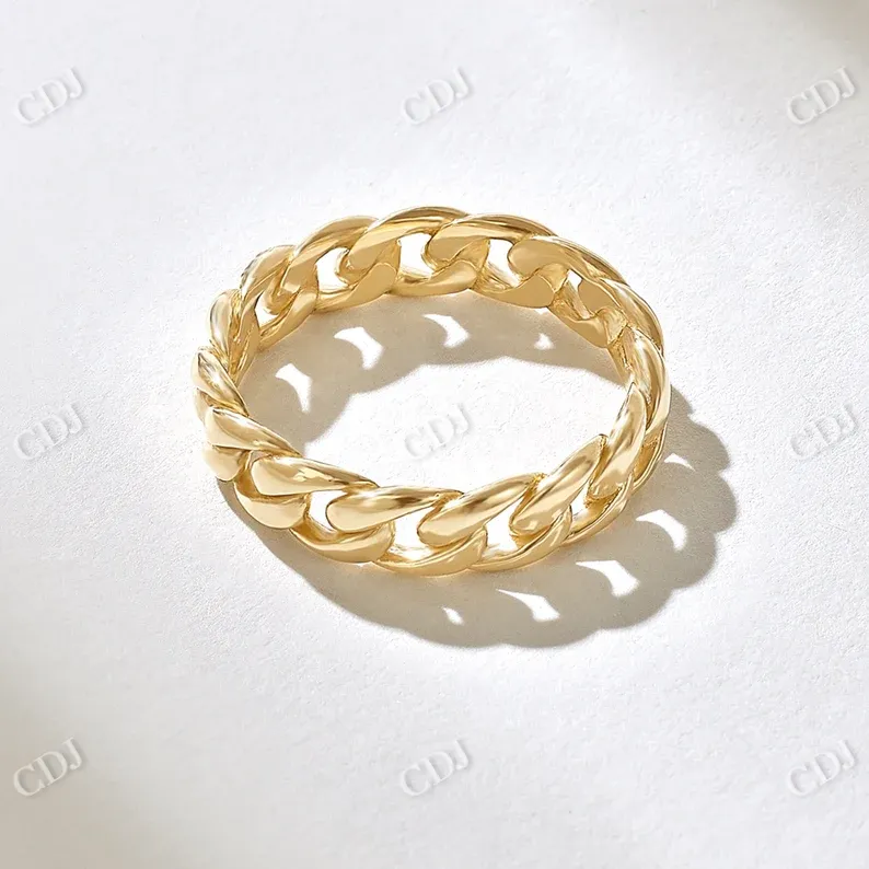 0.08CTW Solo Cuban Chain Diamond Wedding Band