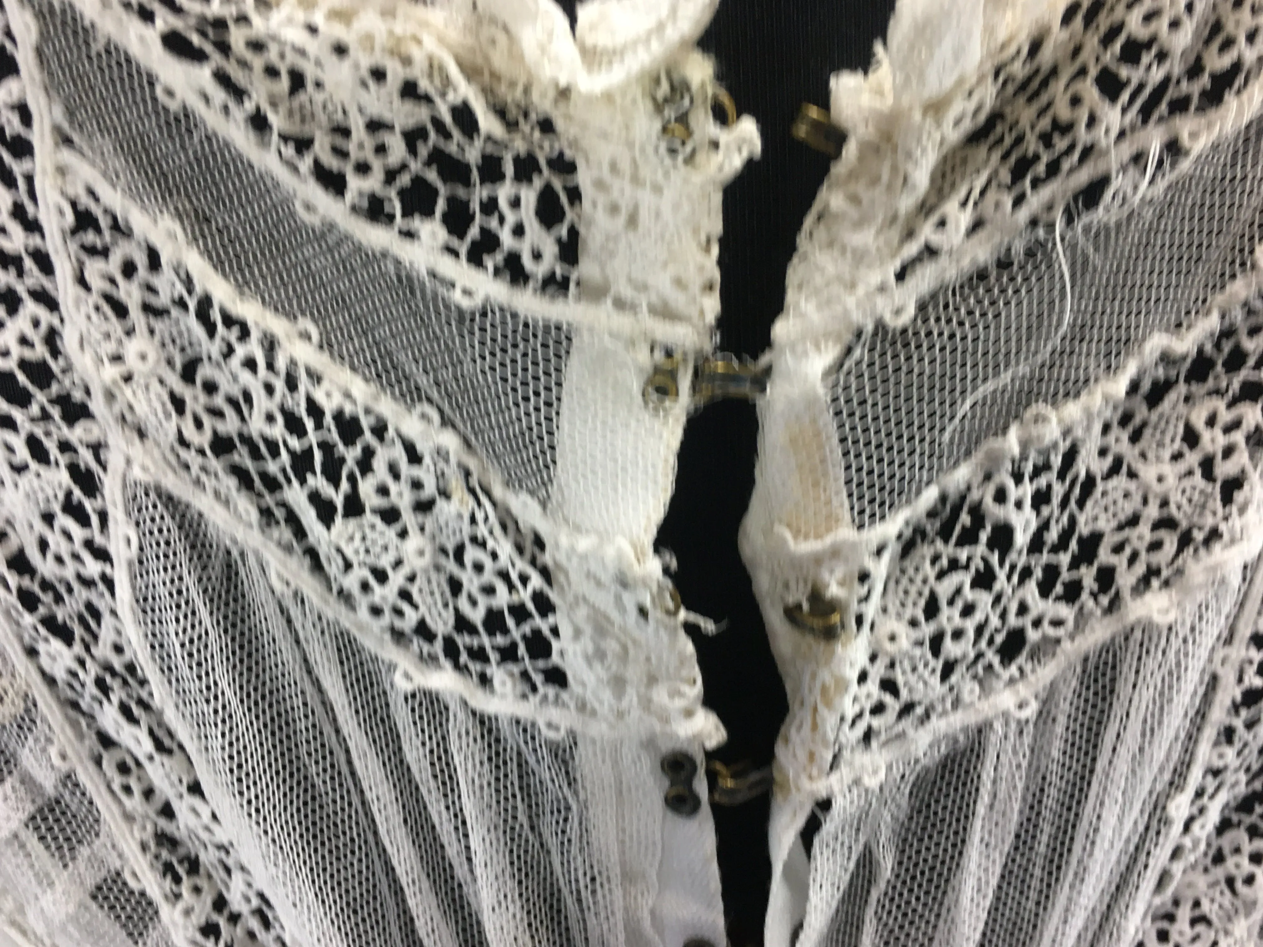 00&#x2019;s Edwardian White Lace And Net Dress Drop Bosom