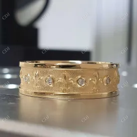 0.10CT Round Lab Grown Diamond Vintage Style Wedding Band