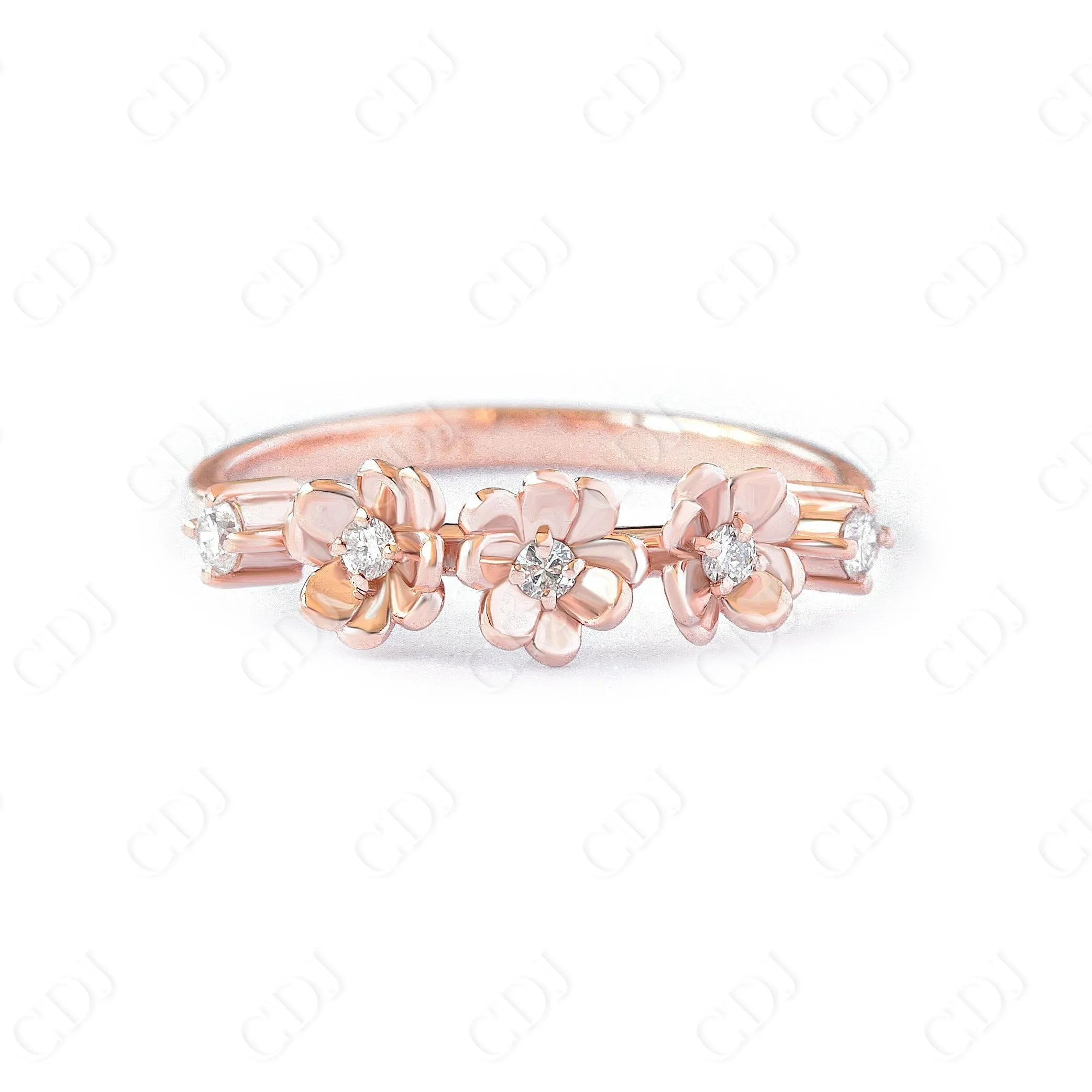 0.10CTW Flower Natural Diamond Wedding Ring