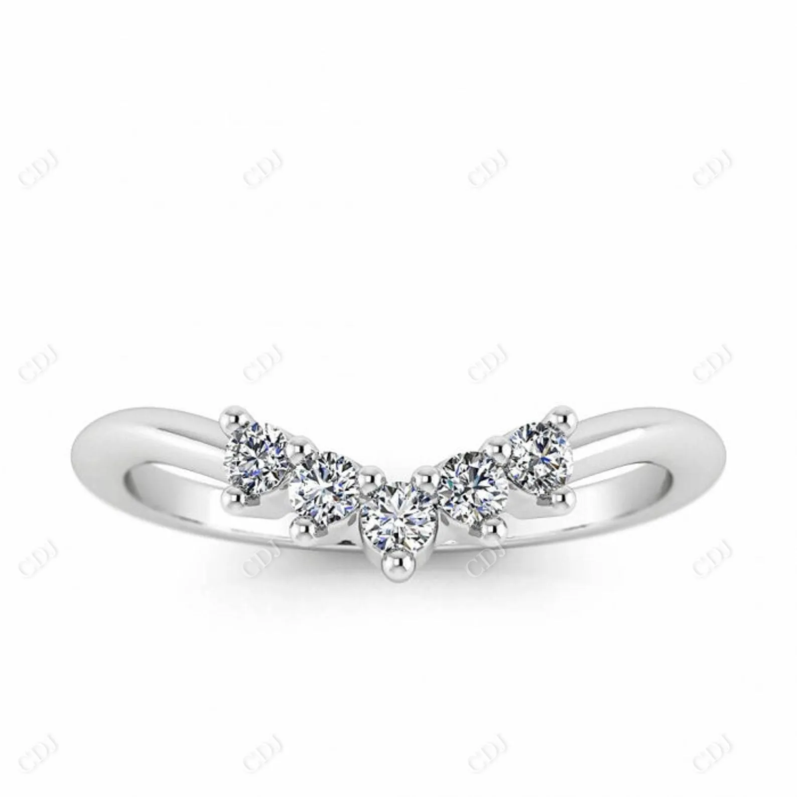 0.15CTW White Gold Belen Curved Diamond Wedding Band