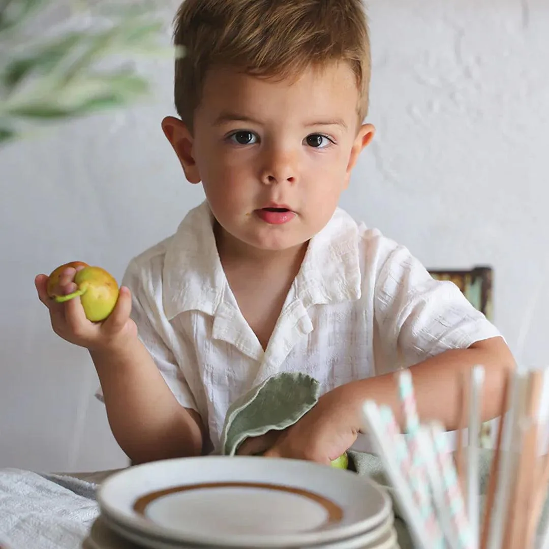 1  in the family David Short Sleeve Shirt - Ivory