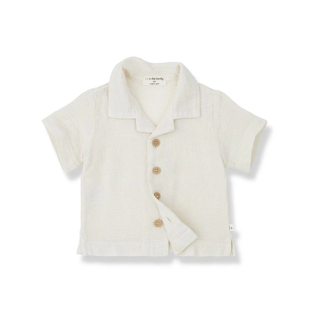 1  in the family David Short Sleeve Shirt - Ivory