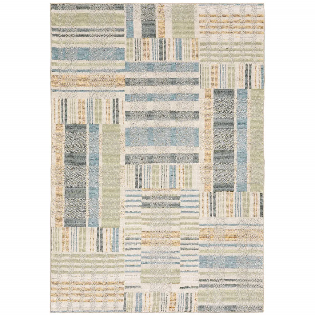 10' X 13' Gray and Ivory Geometric Power Loom Area Rug