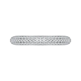 14K White Gold Round Diamond Half Eternity Wedding Band