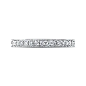 14K White Gold Round Diamond Half Eternity Wedding Band