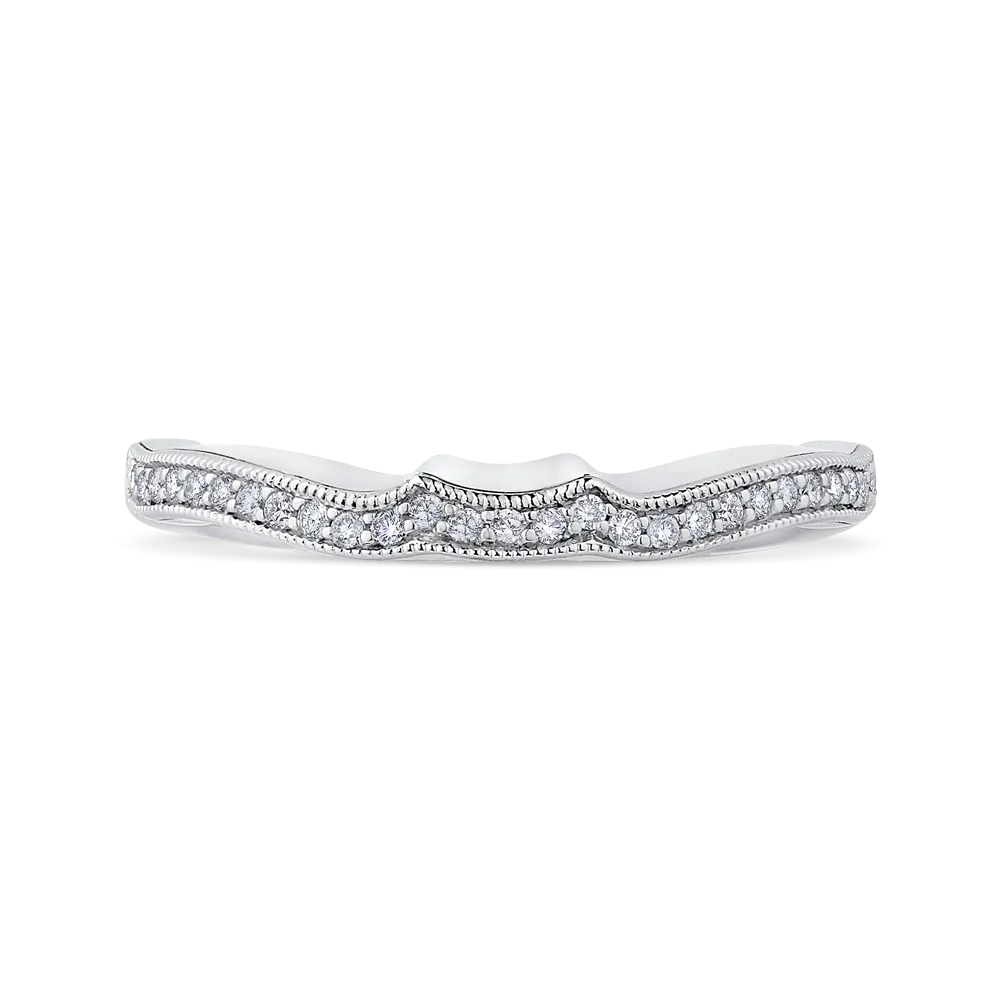 14K White Gold Round Diamond Half Eternity Wedding Band