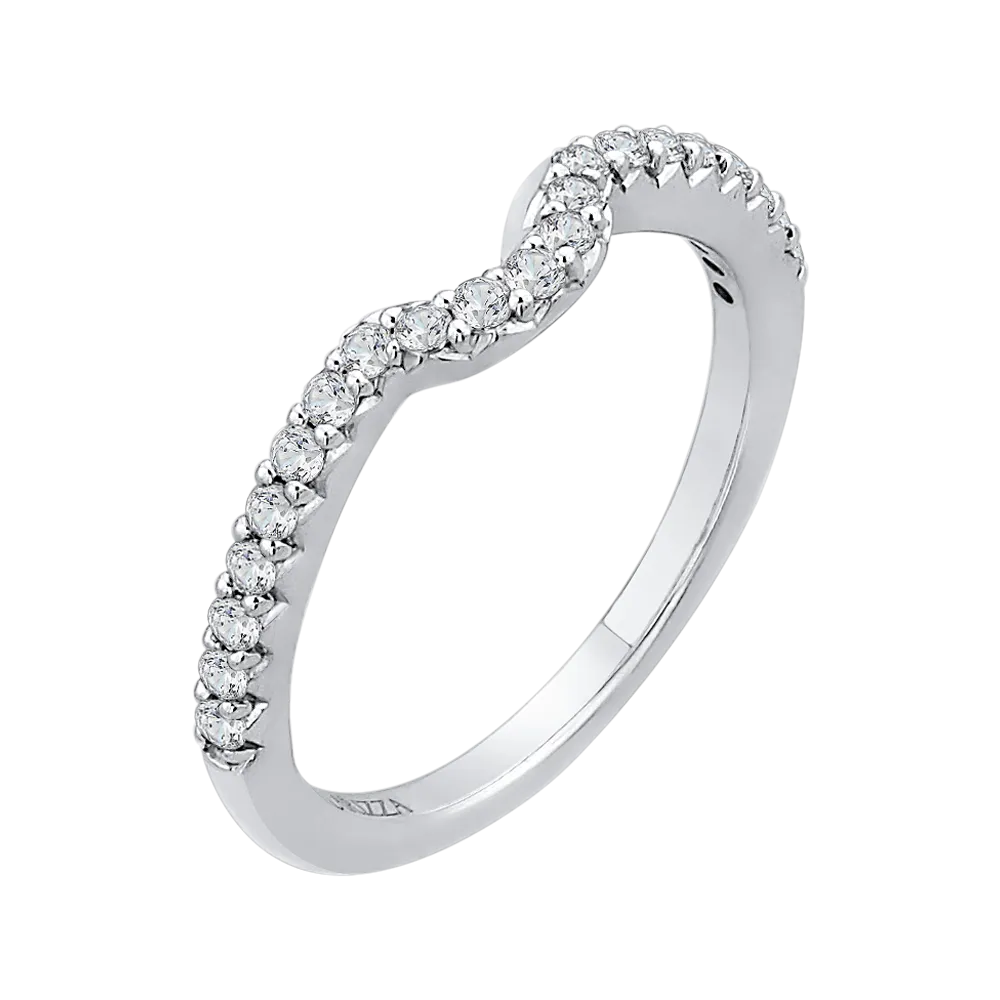 14K White Gold Round Diamond Half Eternity Wedding Band