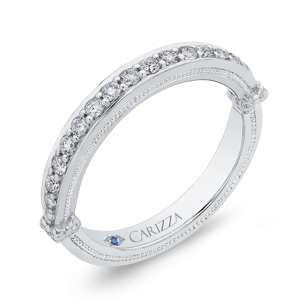 14K White Gold Round Diamond Half Eternity Wedding Band