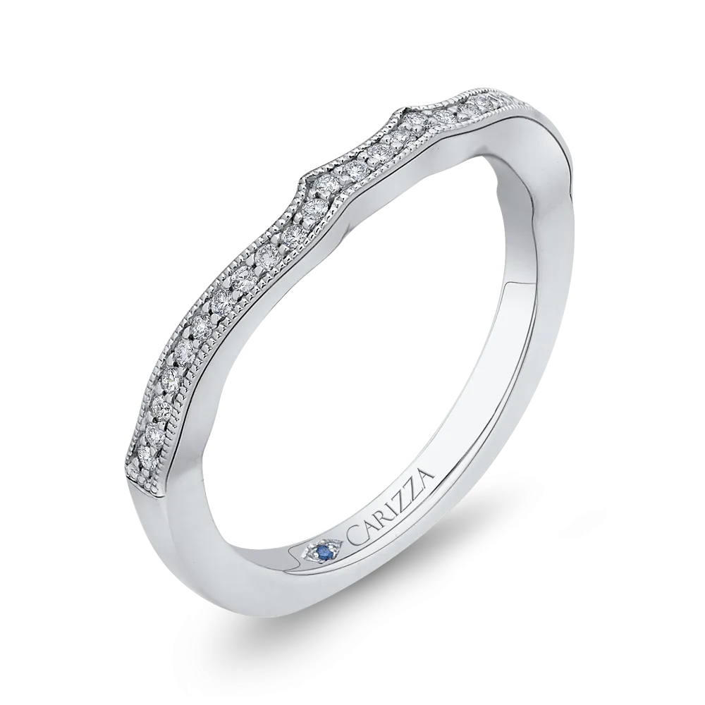 14K White Gold Round Diamond Half Eternity Wedding Band