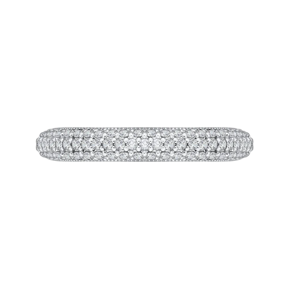 14K White Gold Round Diamond Half Eternity Wedding Band