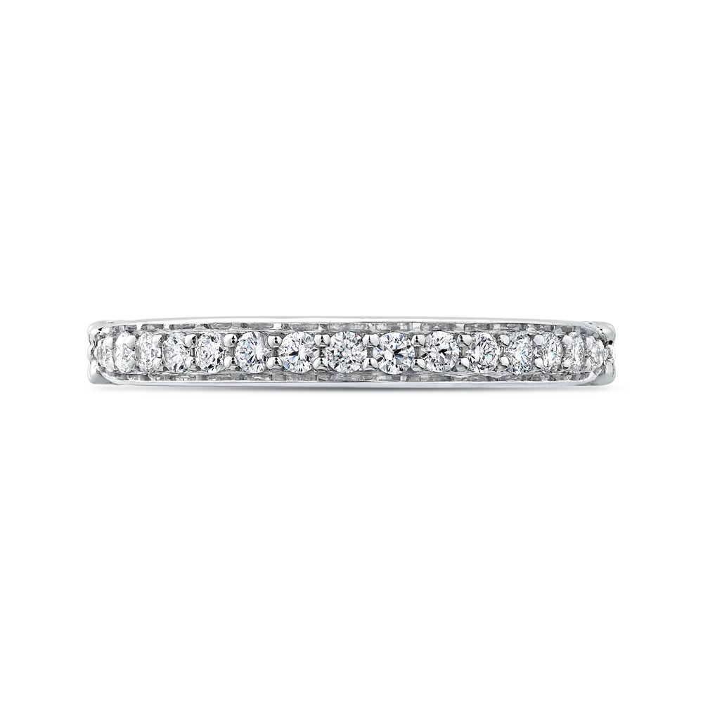 14K White Gold Round Diamond Half Eternity Wedding Band