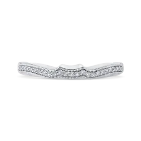 14K White Gold Round Diamond Half Eternity Wedding Band