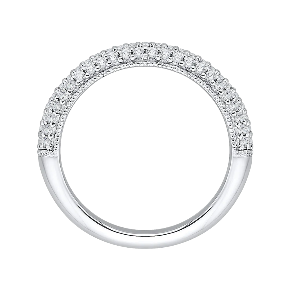 14K White Gold Round Diamond Half Eternity Wedding Band