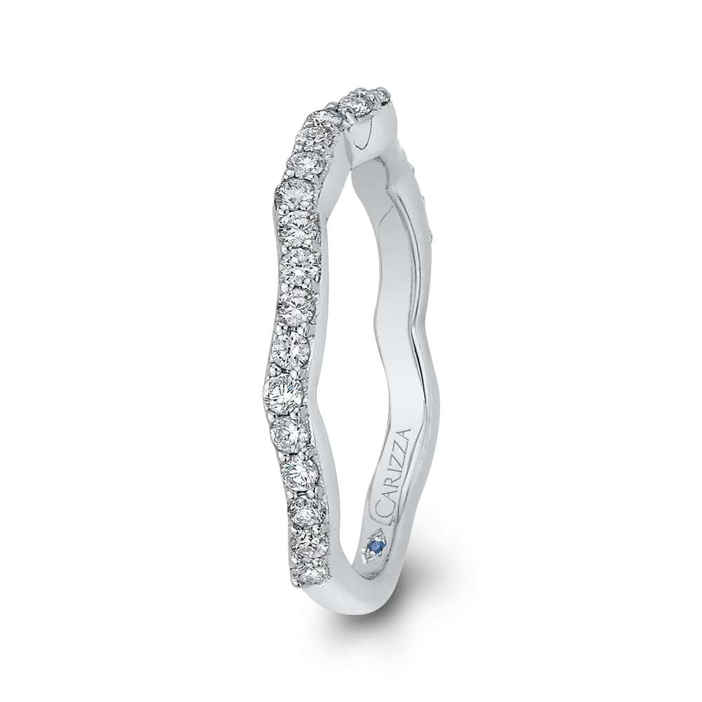 14K White Gold Round Diamond Wedding Band