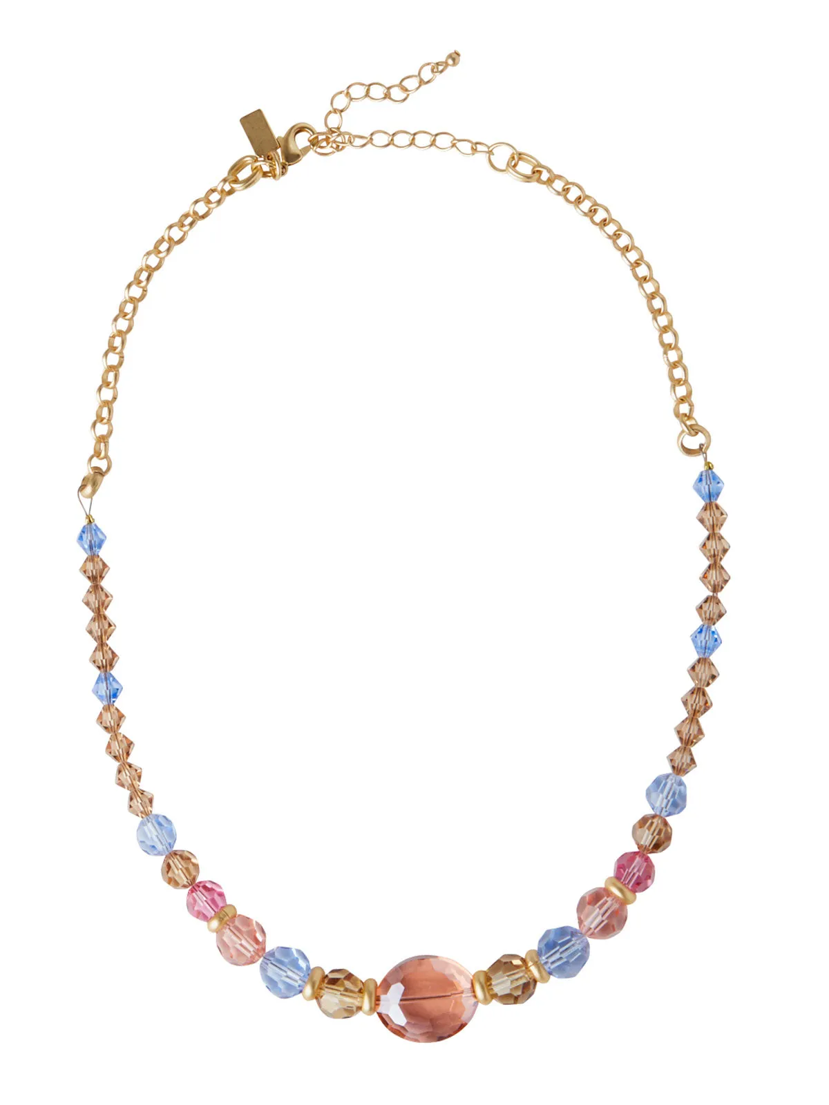 18K Matte Gold Plated Mixed Crystal Necklace