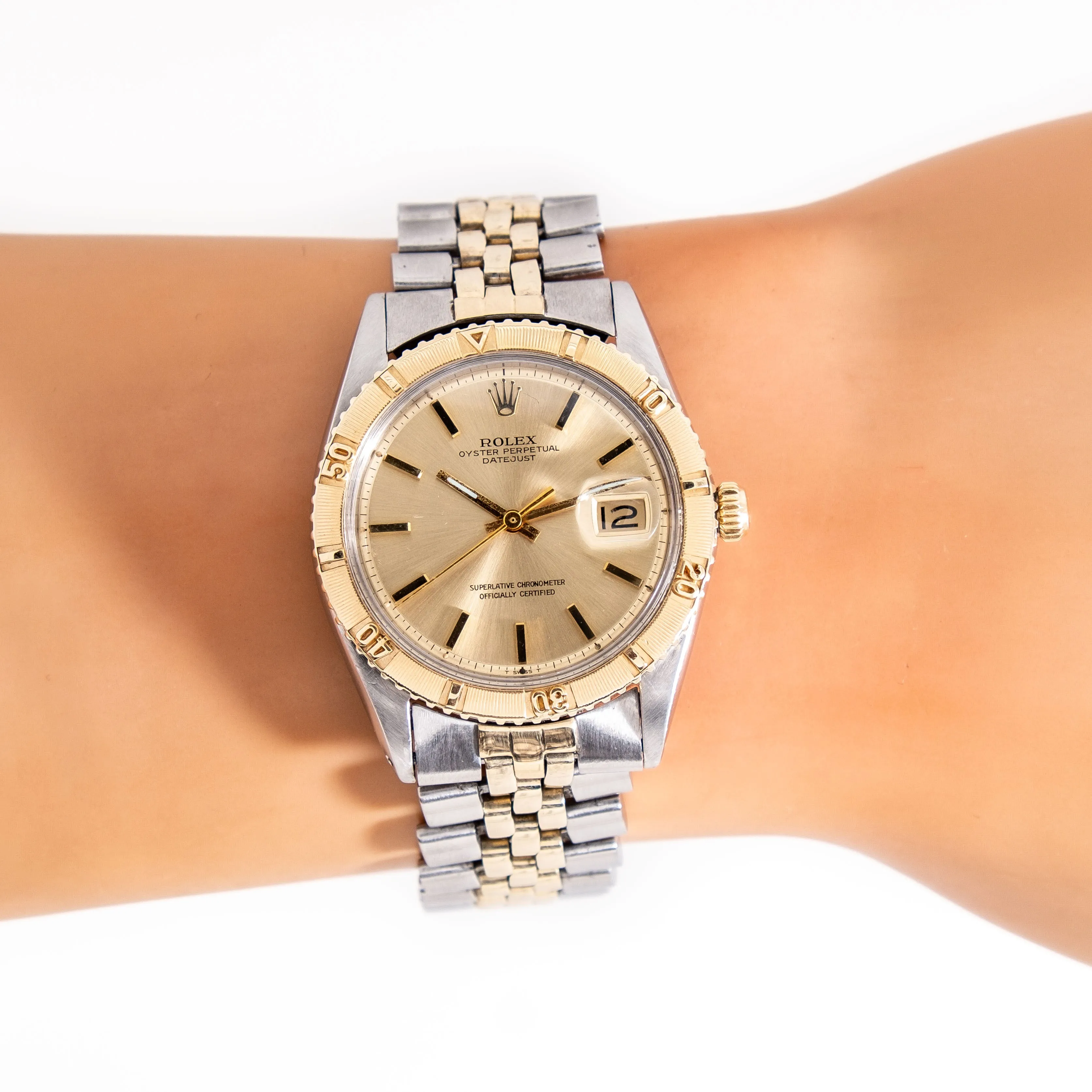 1968 Vintage Rolex Two Tone Thunderbird Datejust Reference 1625 14K Yellow Gold & Stainless Steel Watch (# 14423)