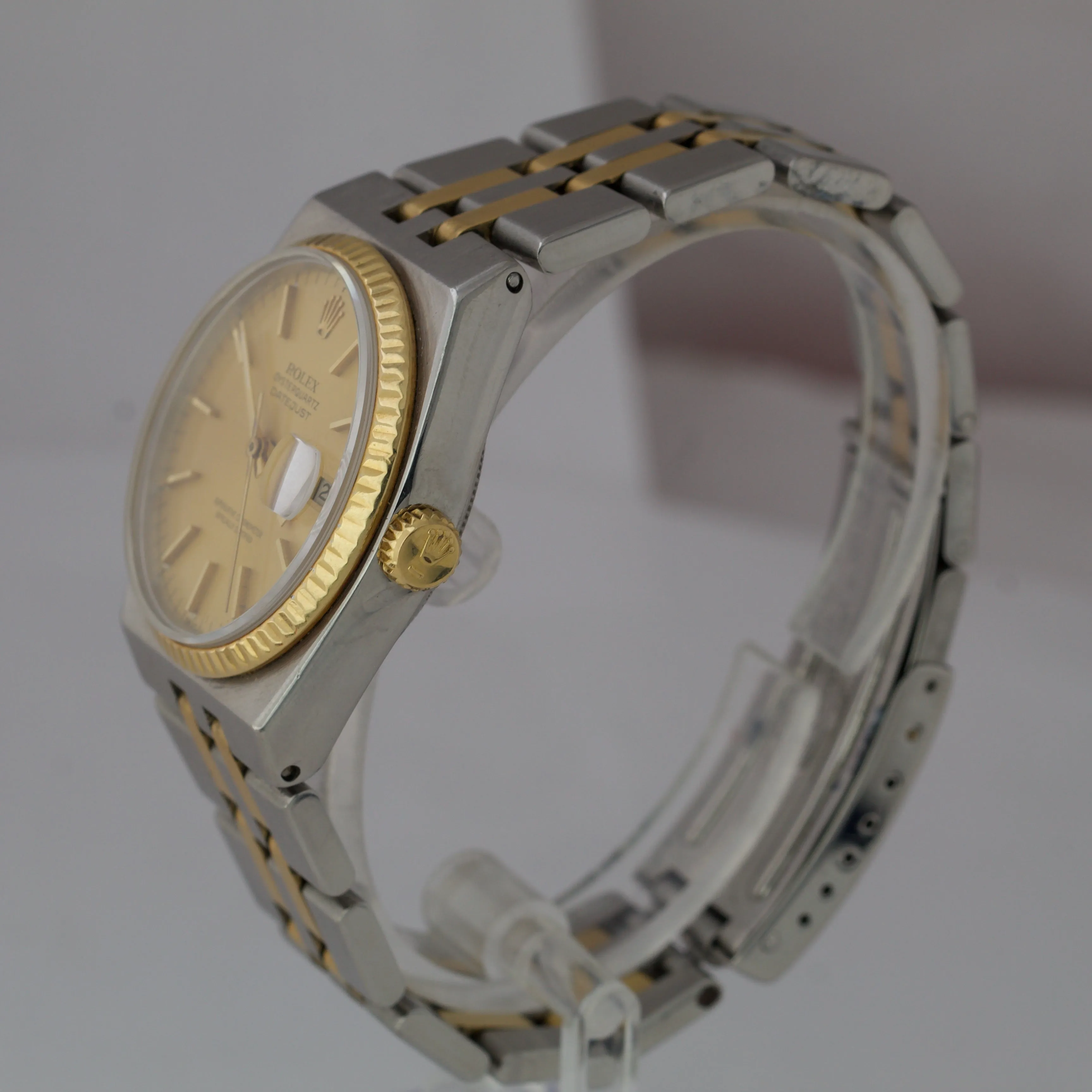 1989 Rolex Oysterquartz DateJust Two-Tone Gold Stainless Integral Watch 17013