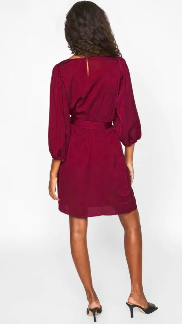 4-A1110 Beet Red Satin Dress