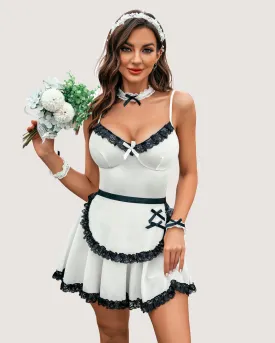 6 Pcs Set Maid Costume Dress with Choker