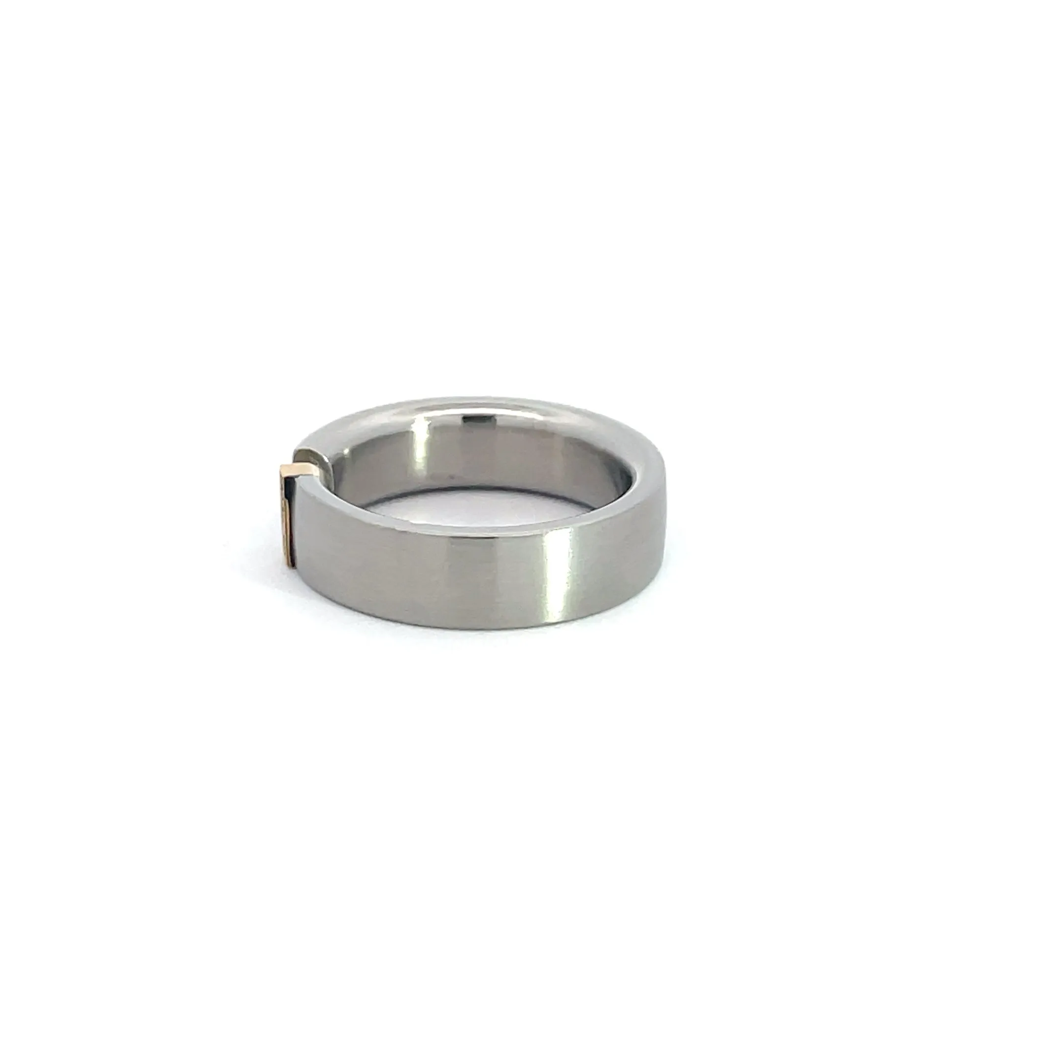 6mm Stainless Steel Tension Set Diamond Ring Size N 1/2