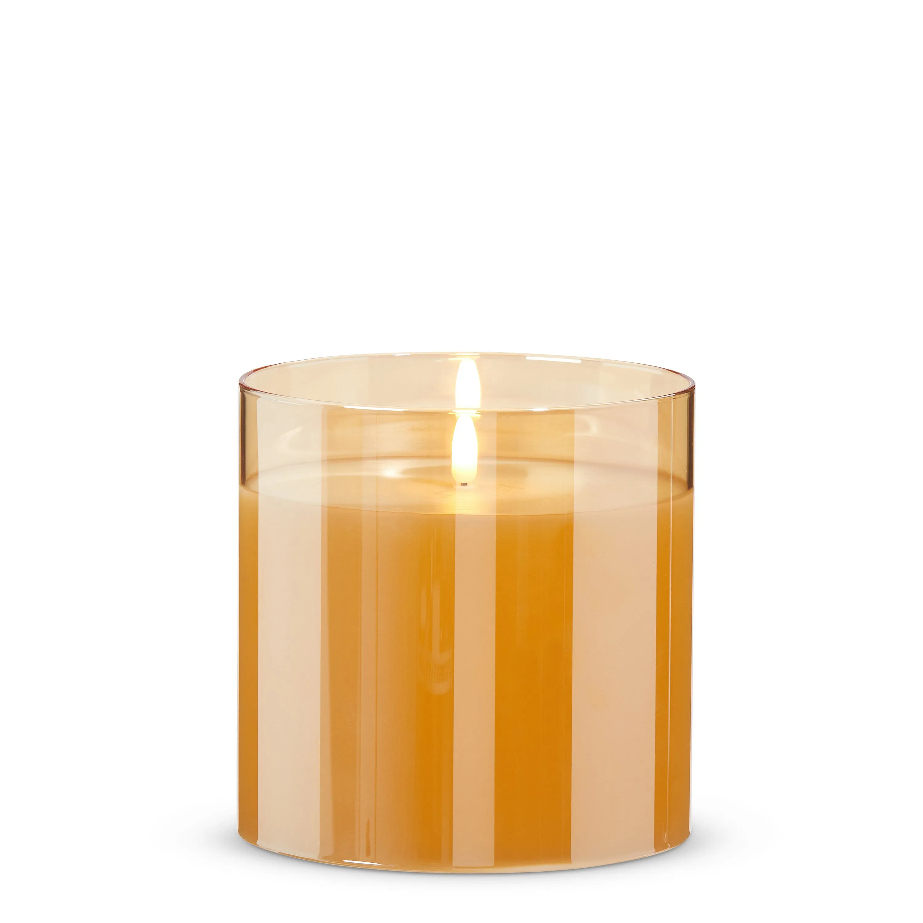 6" Gold Glass Ivory Pillar Flameless Candle for Just Jill