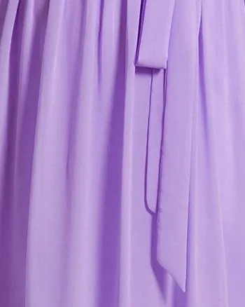 A-Line Pleated Chiffon Tie-Waist Evening Dress | Lavender