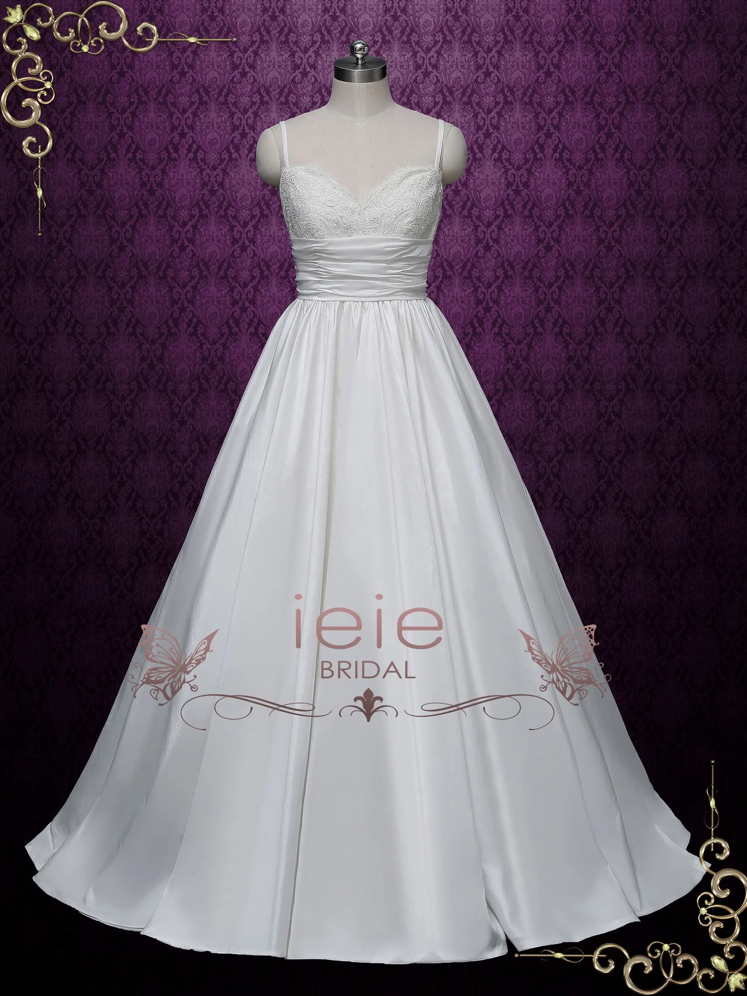 A-line Sweetheart Taffeta and Lace Wedding Dress CHRISTINE