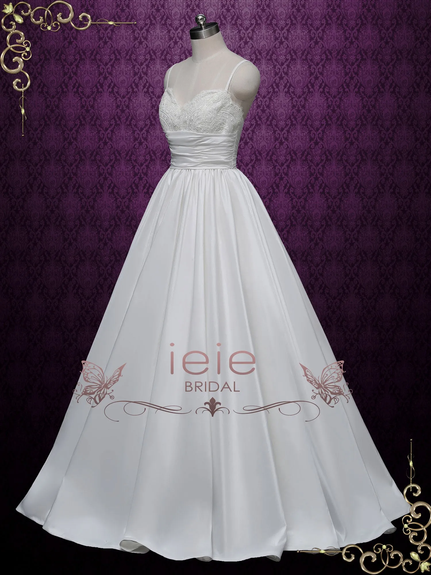 A-line Sweetheart Taffeta and Lace Wedding Dress CHRISTINE