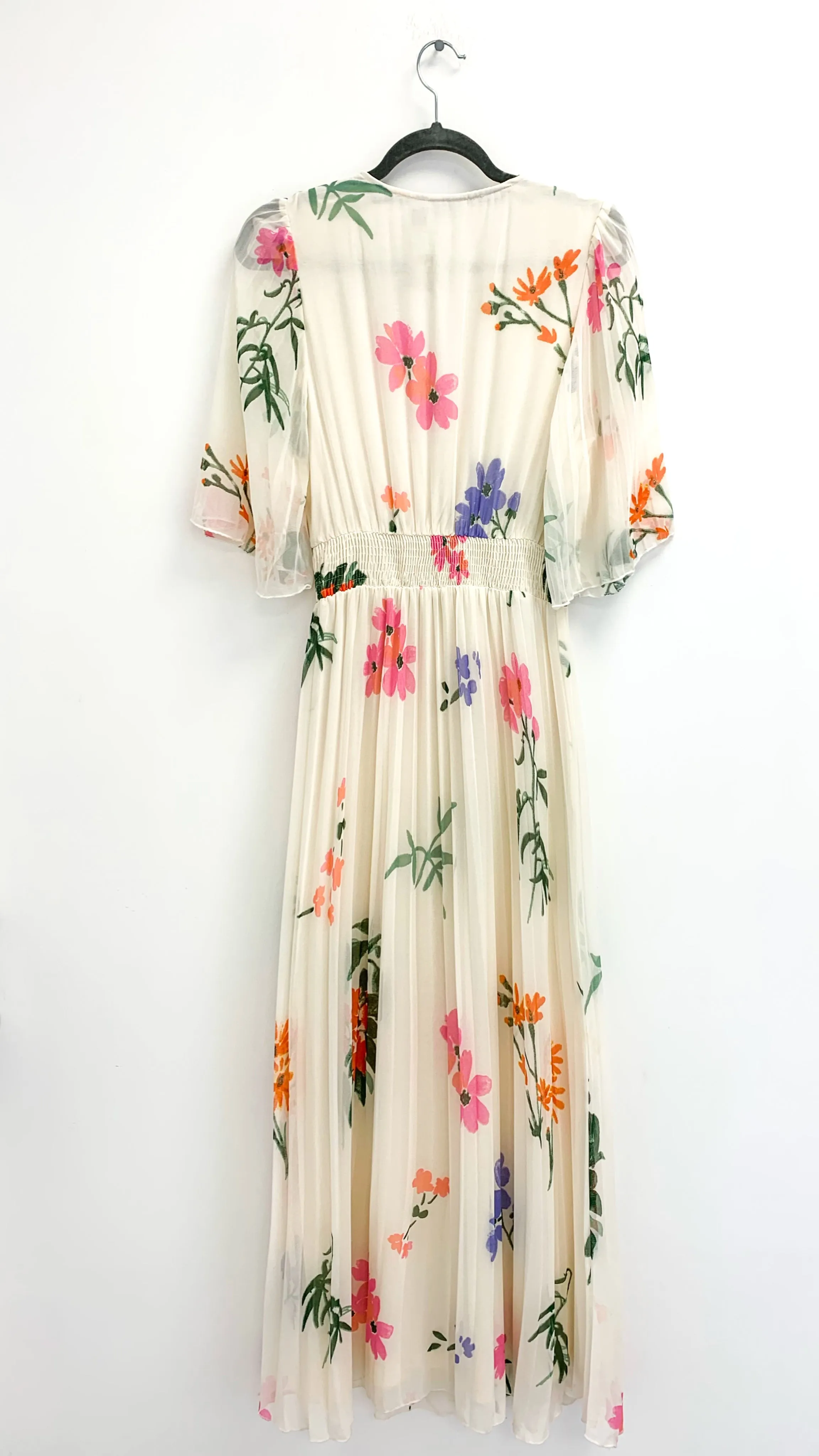 A1754 Karin Off White Floral Pleat Dress