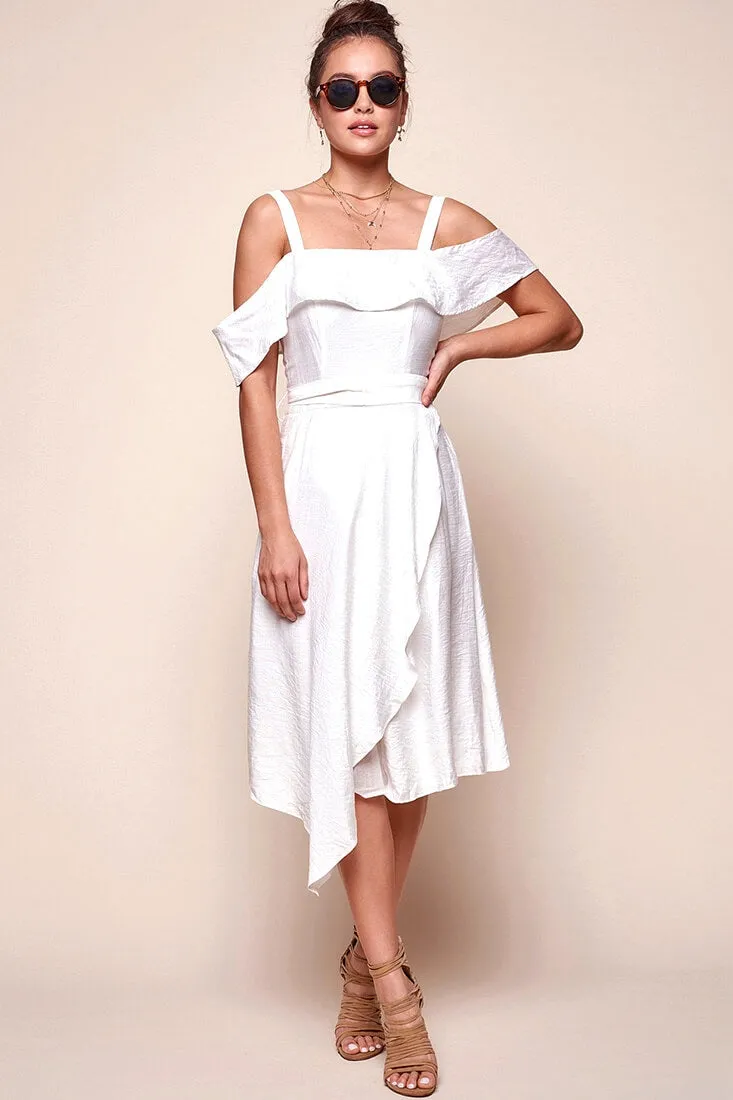 Adali Flowy Summer Midi Dress White